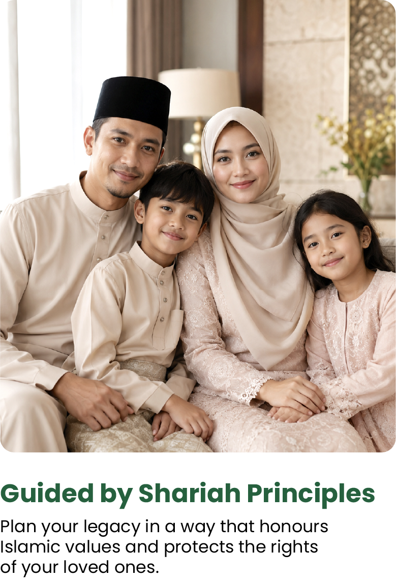 Muslim family sitting together