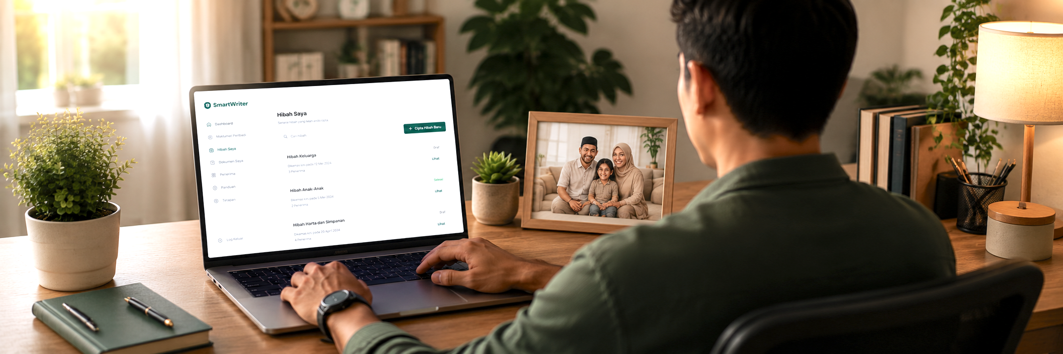 Portal SmartWriter PWP di skrin komputer riba